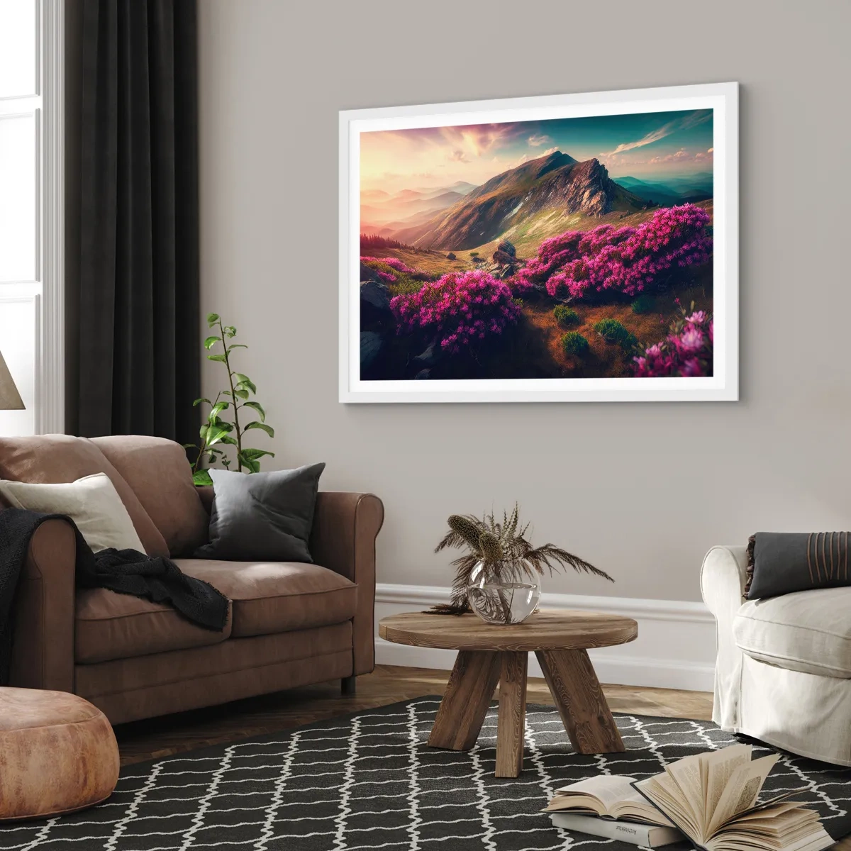 Pôster em moldura branca - Verão nas montanhas - 91x61 cm
