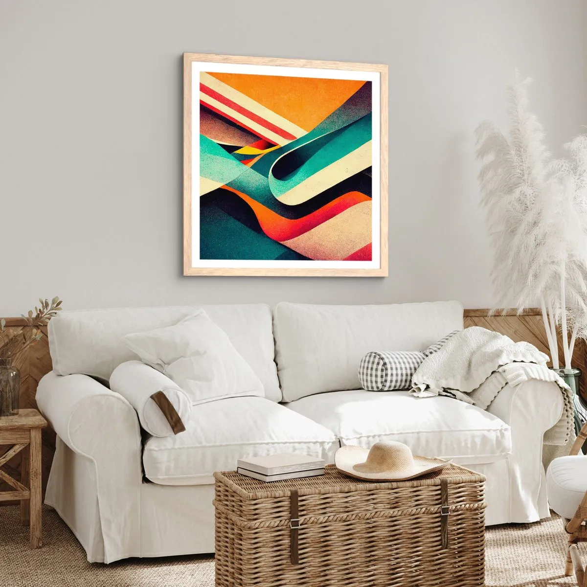 Pôster com moldura de carvalho claro - Composição intensa - 40x40 cm