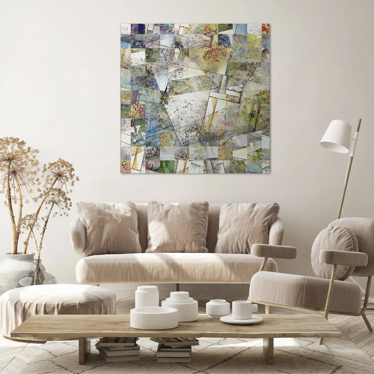 Quadro em tela - Embaralhamento geométrico - 40x40 cm