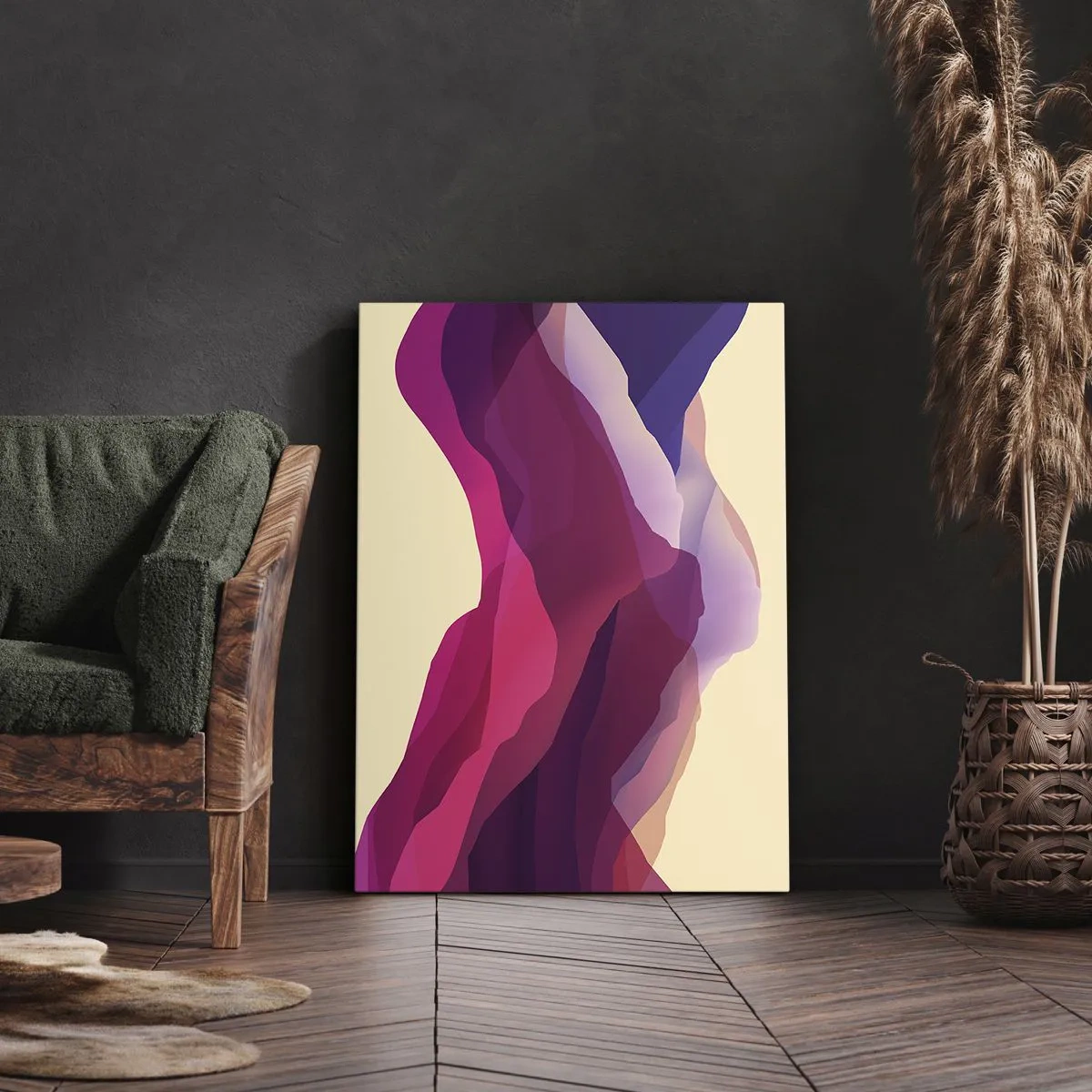 Quadro em tela - Ondas de roxo - 55x100 cm