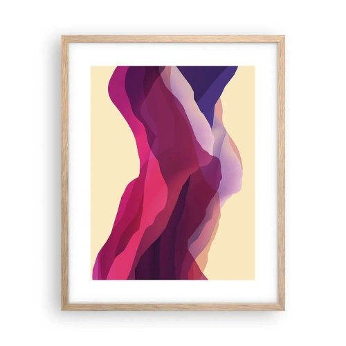 Pôster com moldura de carvalho claro - Ondas de roxo - 40x50 cm