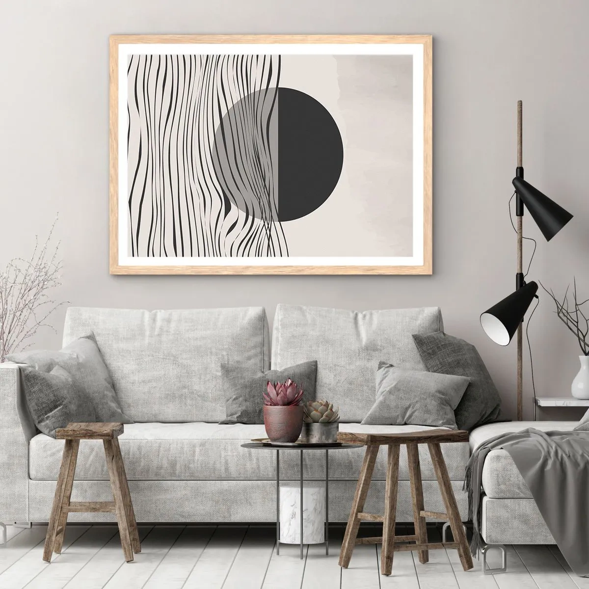 Pôster com moldura de carvalho claro - Composição da metade - 100x70 cm