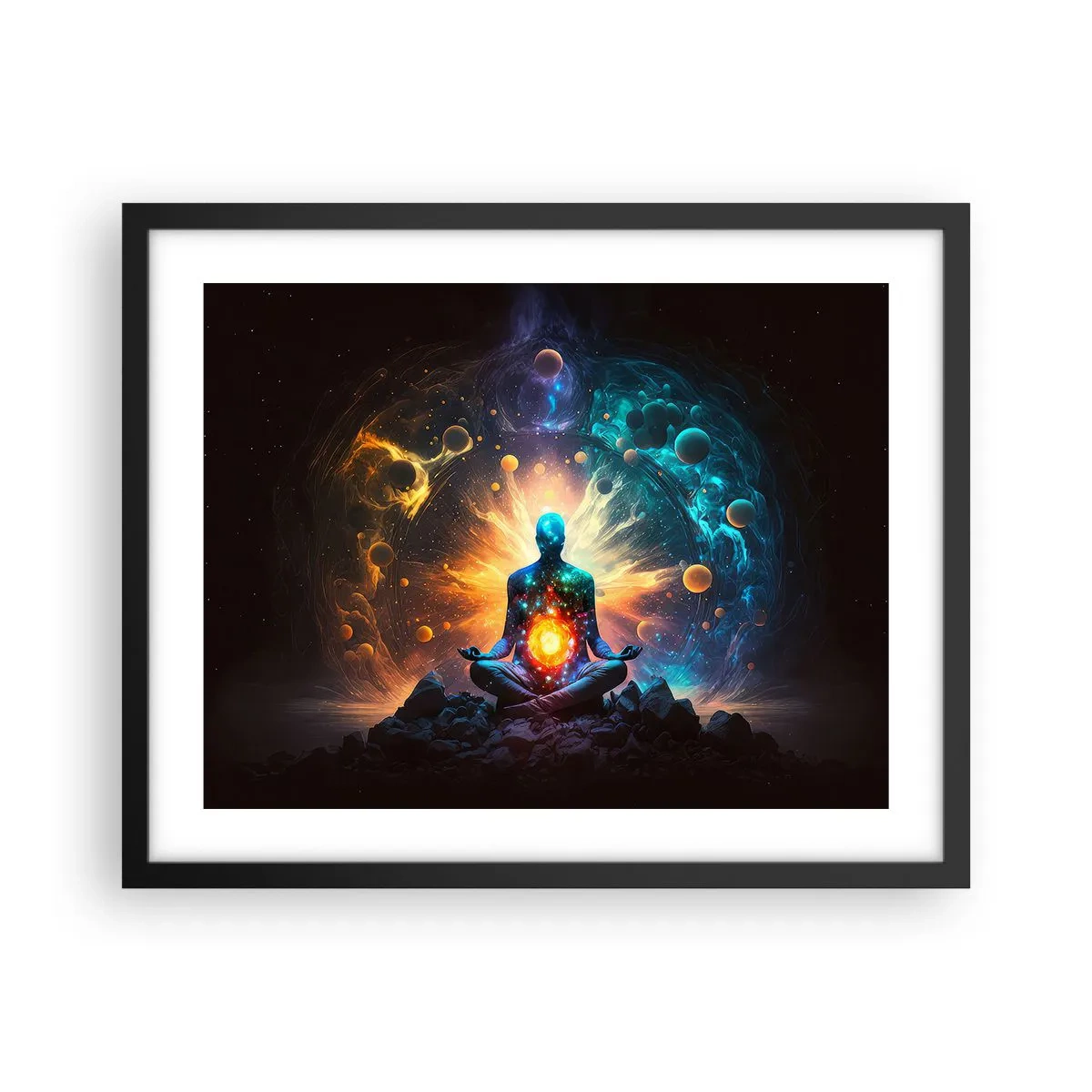 Pôster com moldura preta - Paz cósmica - 50x40 cm