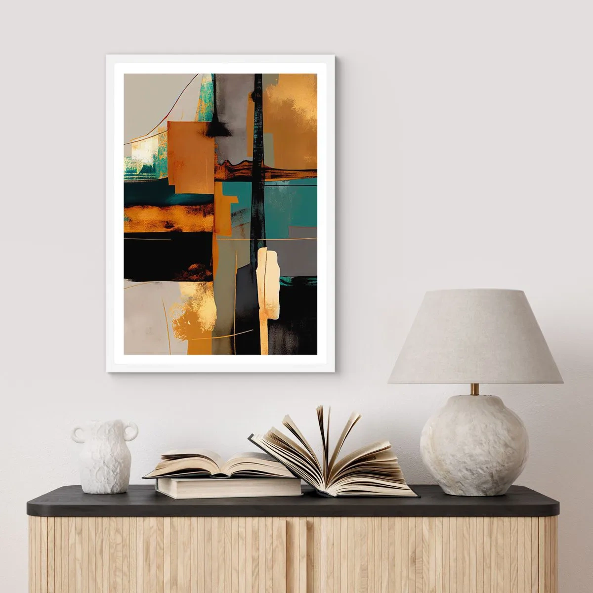 Pôster em moldura branca - Abstração – luz e sombra - 50x70 cm