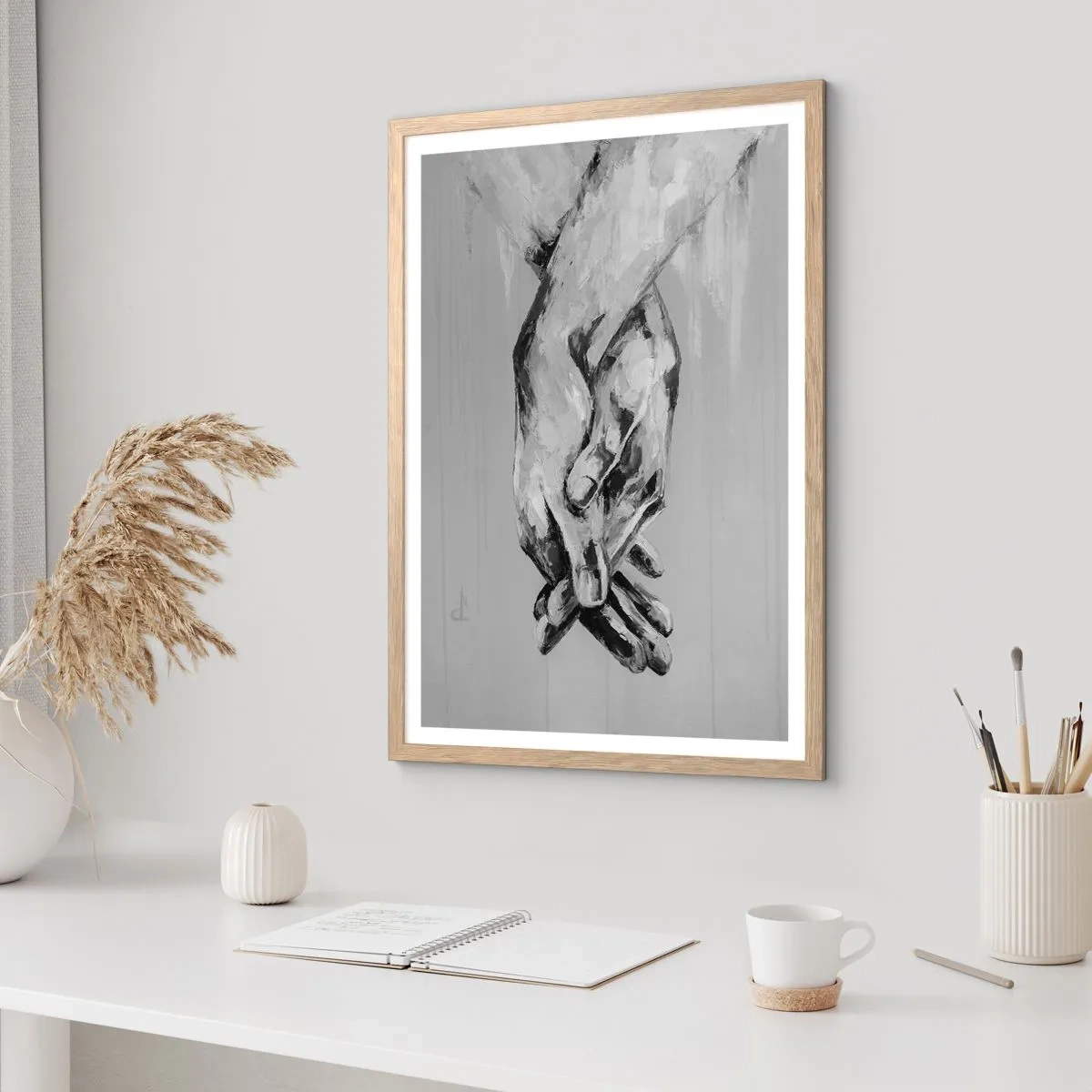 Pôster com moldura de carvalho claro - Início... - 70x100 cm