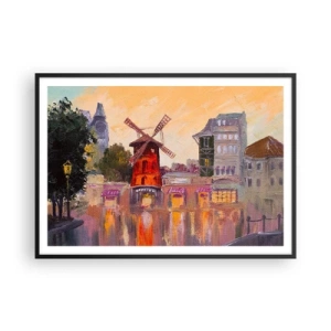 Pôster com moldura preta - Ícones parisienses – Moulin Rouge - 100x70 cm