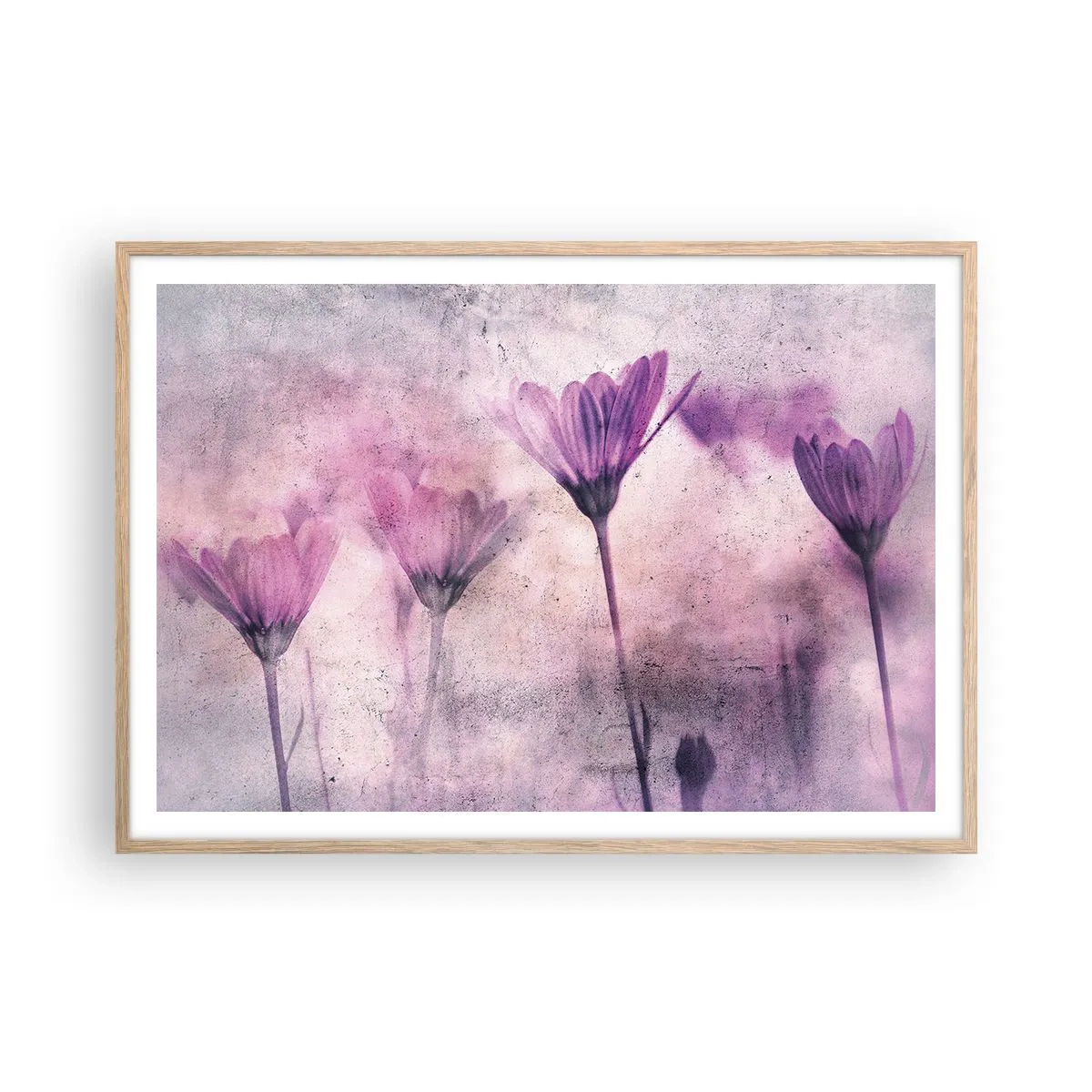 Pôster com moldura de carvalho claro - Sonho de flores - 100x70 cm