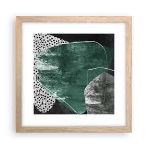 Pôster com moldura de carvalho claro - Abstração colorida com folha de ouro - 30x30 cm