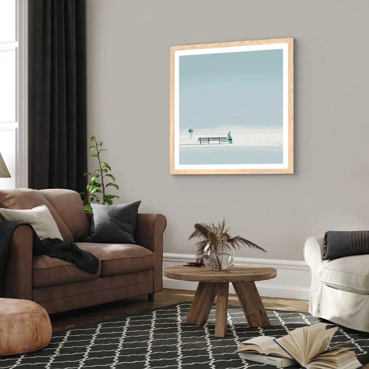 Pôster com moldura de carvalho claro - Sim, estou esperando. - 60x60 cm