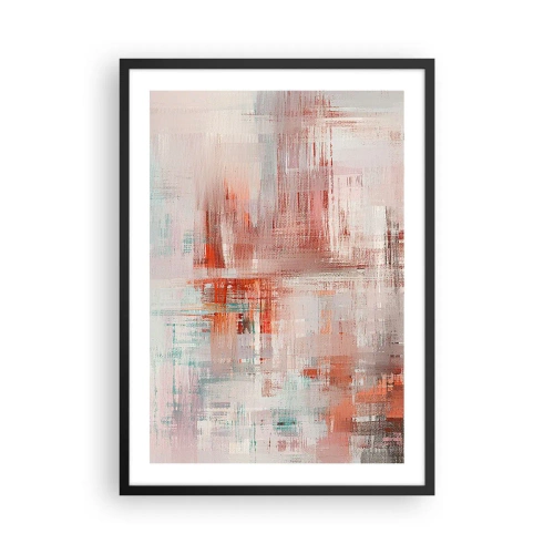 Pôster com moldura preta - Composição abstrata em tons de vermelho e azul - 50x70cm - Nebuloso. Mas rosa - Decoração de parede moderna para a sala de estar e quarto ARTTOR