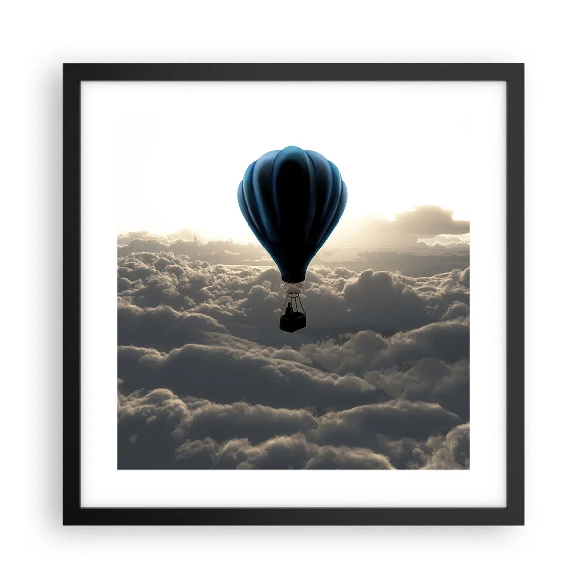 Pôster com moldura preta - Andarilho acima das nuvens - 40x40 cm