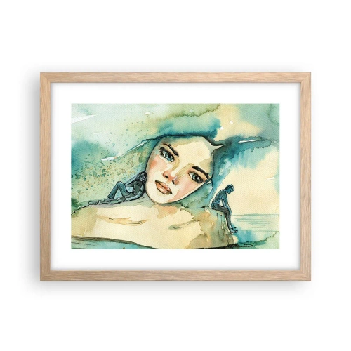 Pôster com moldura de carvalho claro - Am I blue? - 40x30 cm