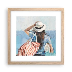Pôster com moldura de carvalho claro - Bem-vindo às suas férias - 30x30 cm