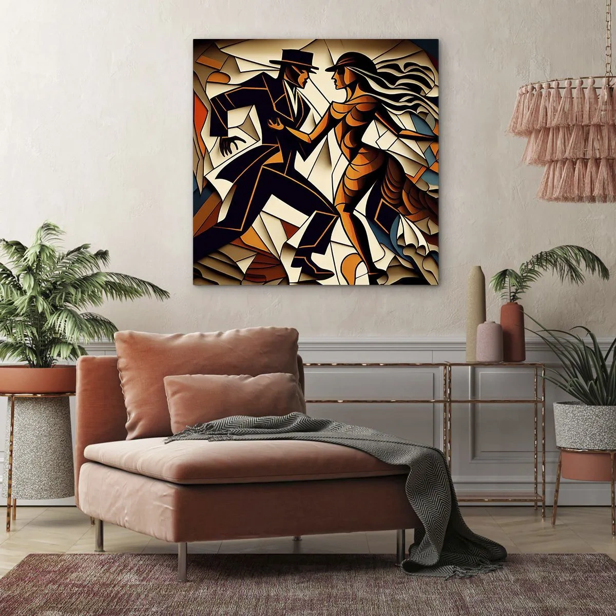 Quadro em tela - Dança de paixão e paixão - 30x30 cm