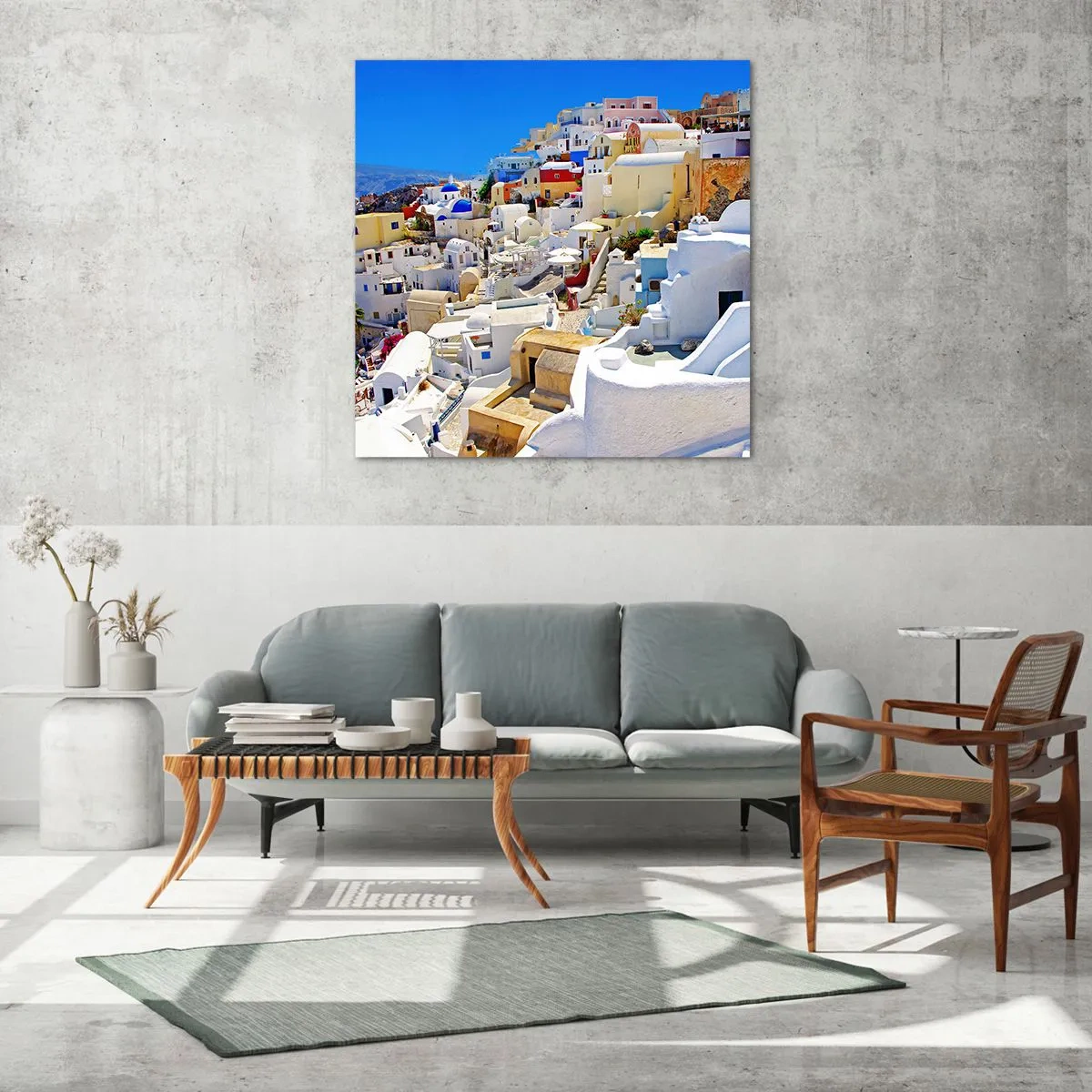 Quadro em vidro - O sonho de um verão grego - 60x60 cm