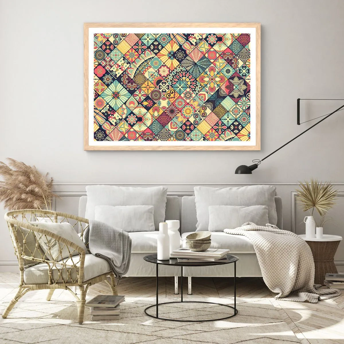 Pôster com moldura de carvalho claro - Vibrações marroquinas - 50x40 cm