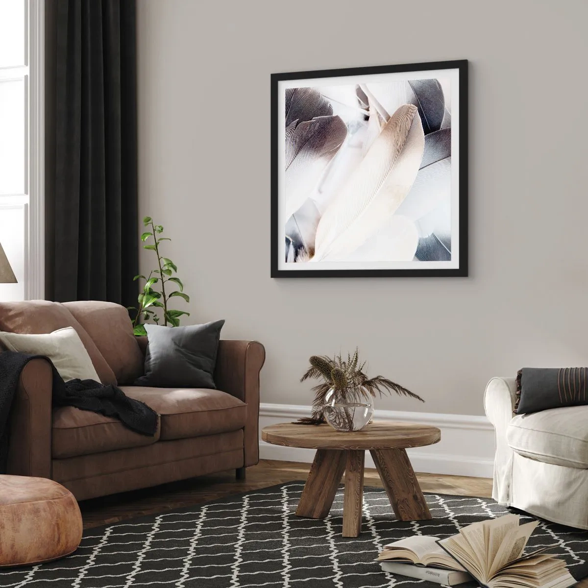 Pôster com moldura preta - Semi-angelical - 50x50 cm