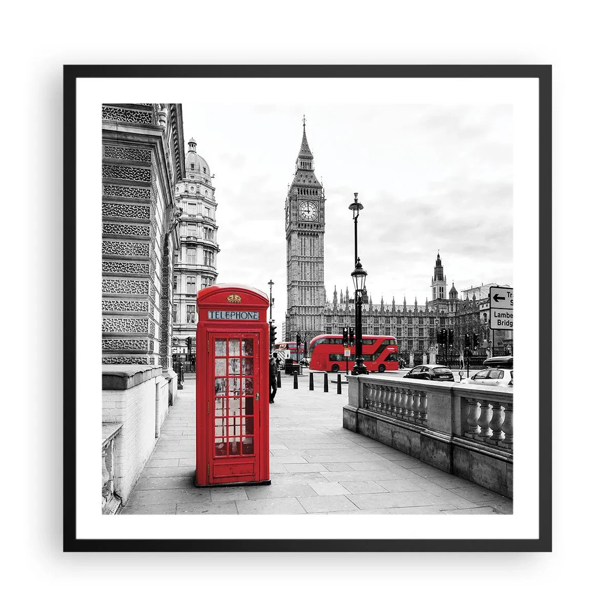 Pôster com moldura preta - Sem dúvida, Londres - 60x60 cm