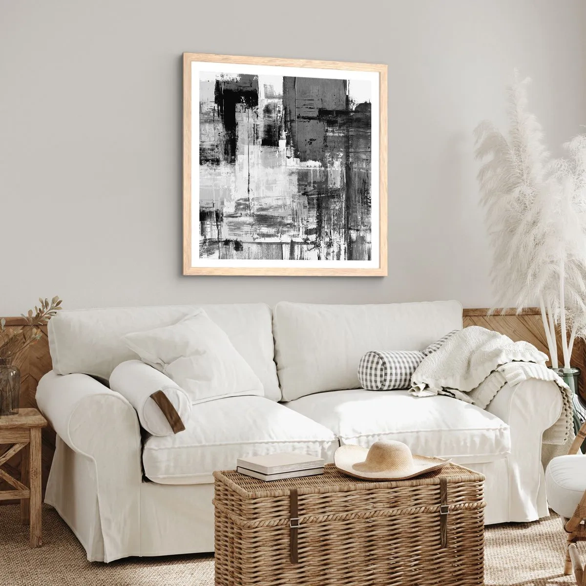 Pôster com moldura de carvalho claro - O cinza é lindo - 30x30 cm