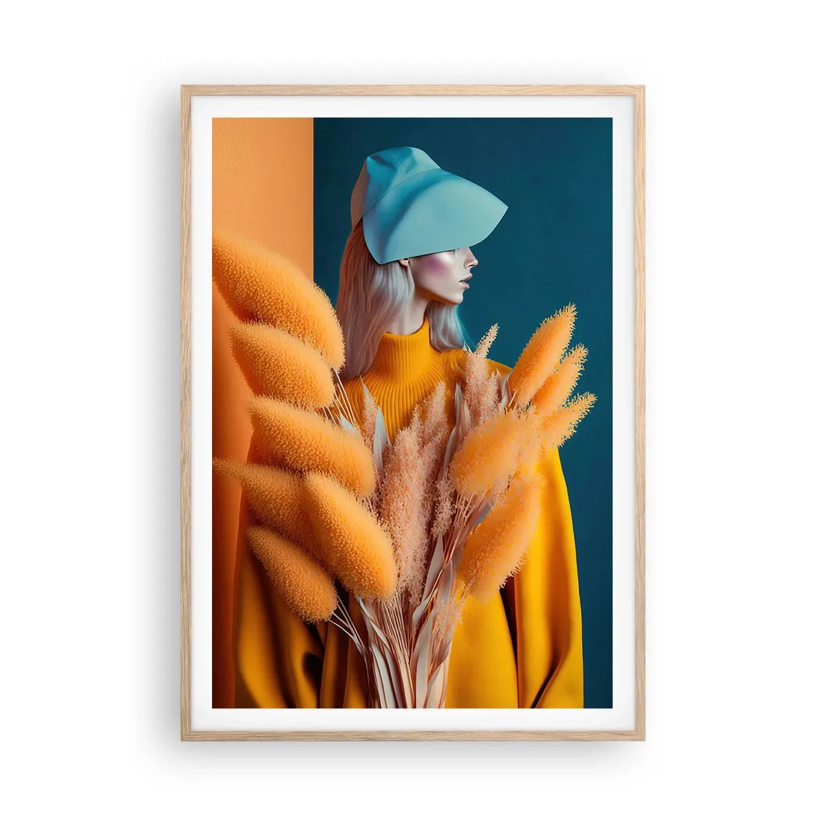 Pôster com moldura de carvalho claro - Retrato fofo - 70x100 cm
