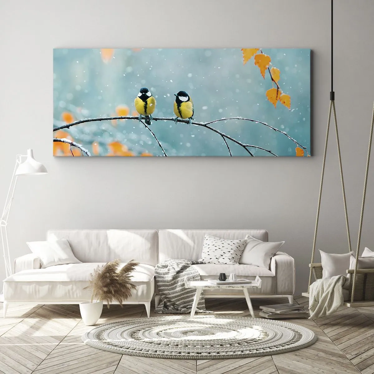 Quadro em tela - Fofoca de pássaros - 140x50 cm