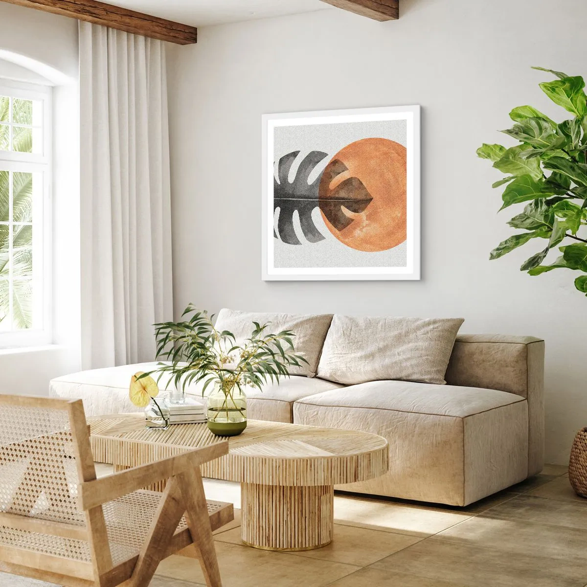 Pôster em moldura branca - Sempre o sol - 60x60 cm