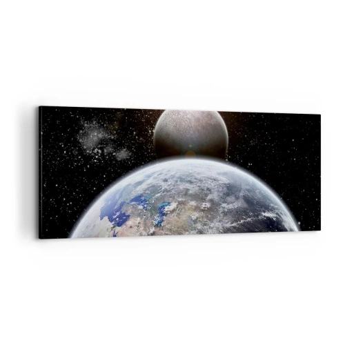 Quadro em tela - Paisagem espacial - o nascer do sol - 100x40 cm