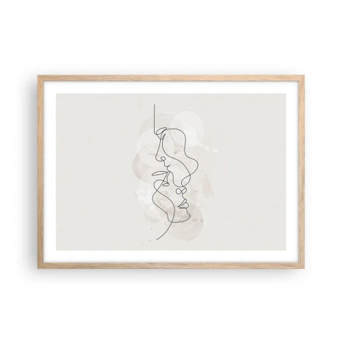 Pôster com moldura de carvalho claro - Emaranhados num abraço - 70x50 cm