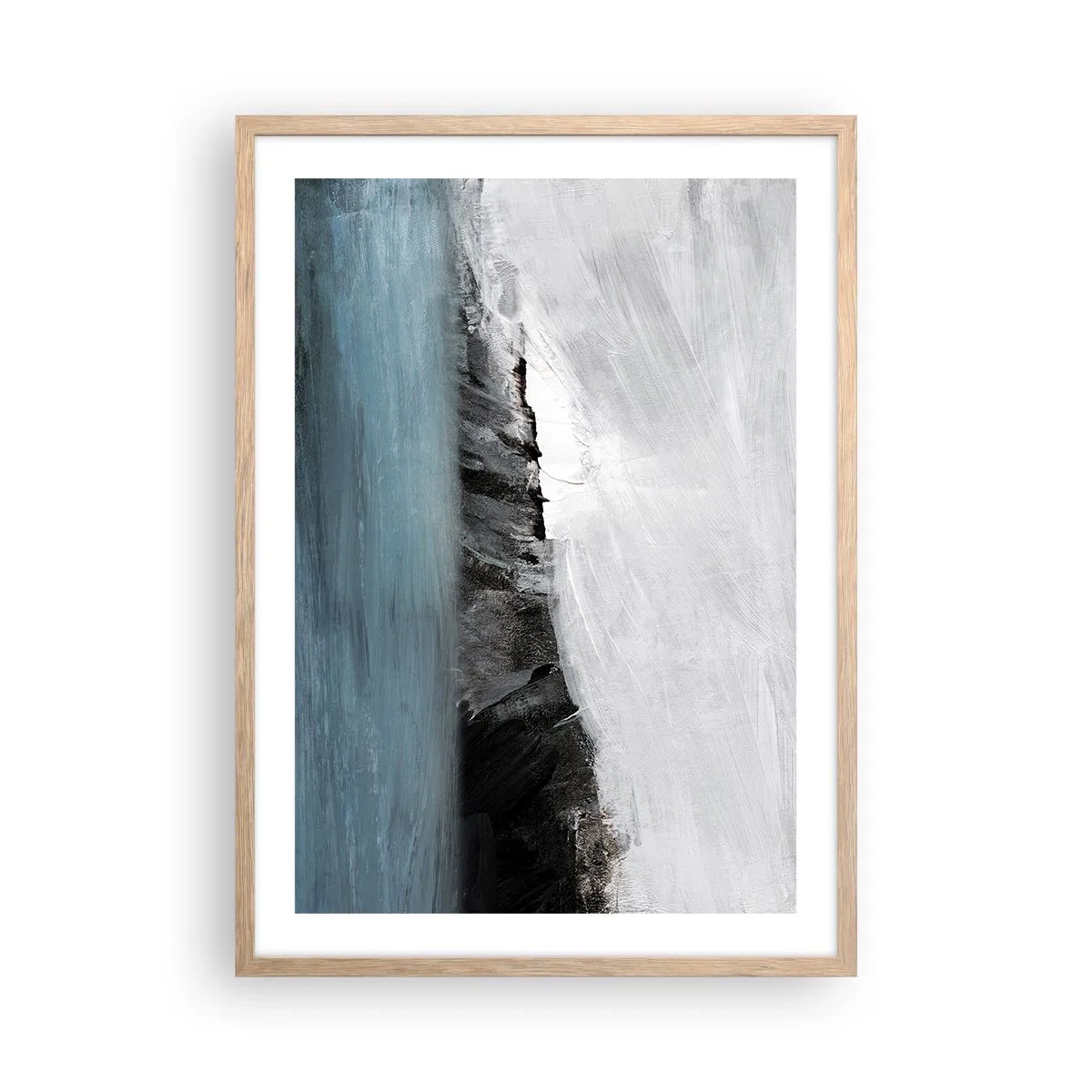 Pôster com moldura de carvalho claro - Água – terra: choque dos elementos - 50x70 cm