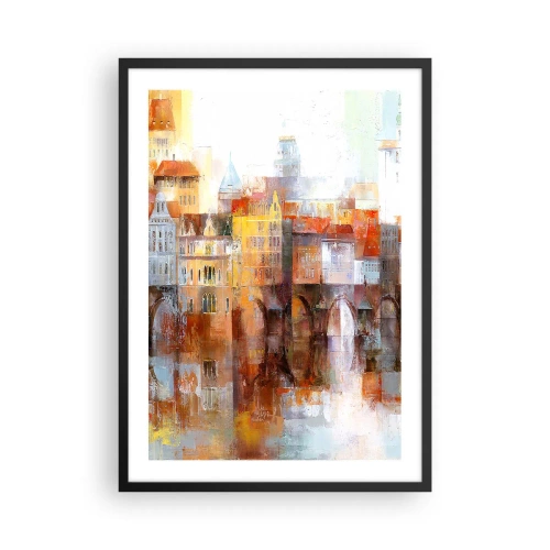 Pôster com moldura preta - Uma cidade pitoresca com uma ponte de estilo artístico - 50x70cm - Debaixo da ponte também é bonito - Decoração de parede moderna para a sala de estar e quarto ARTTOR