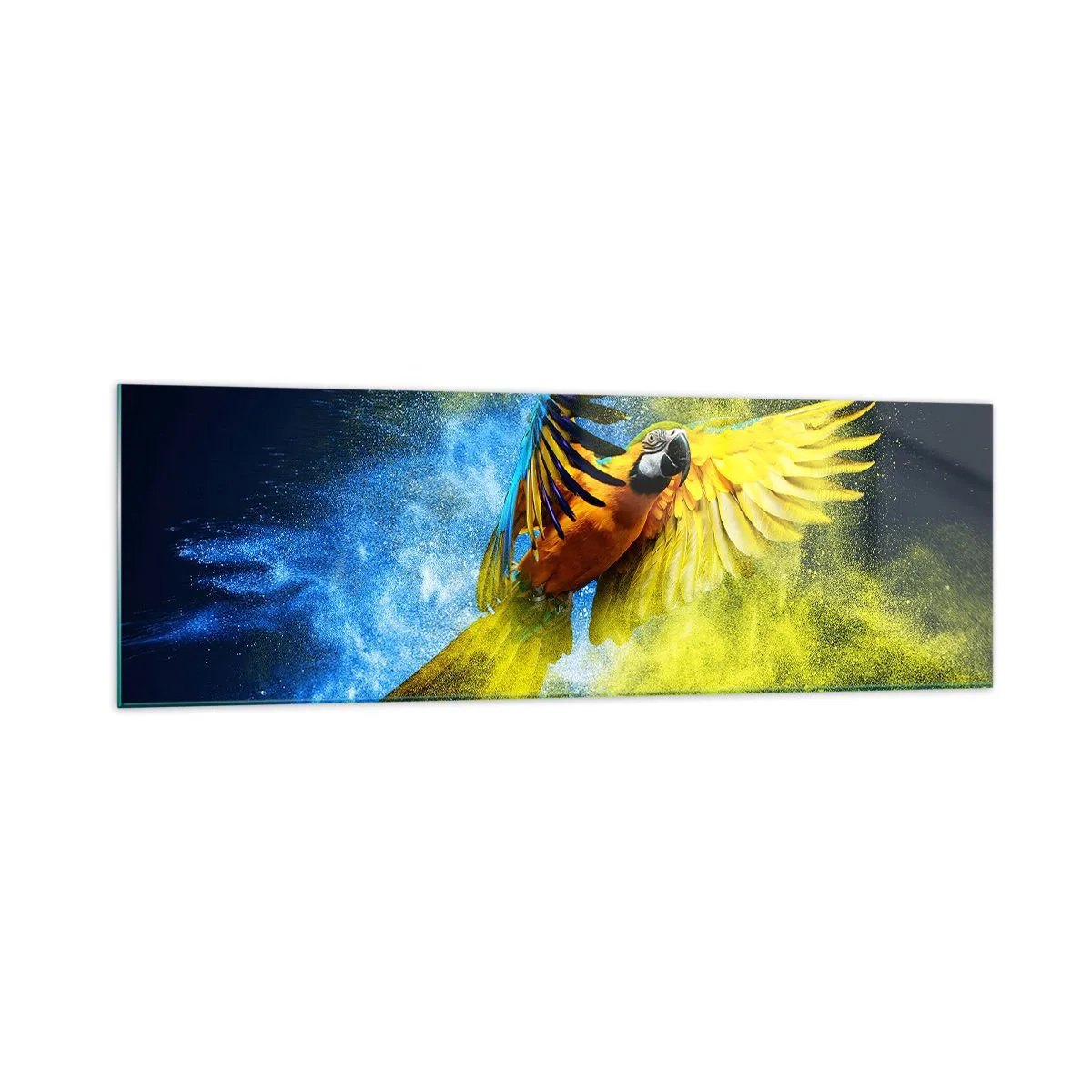 Quadro em vidro - Em pó azul-dourado - 160x50 cm