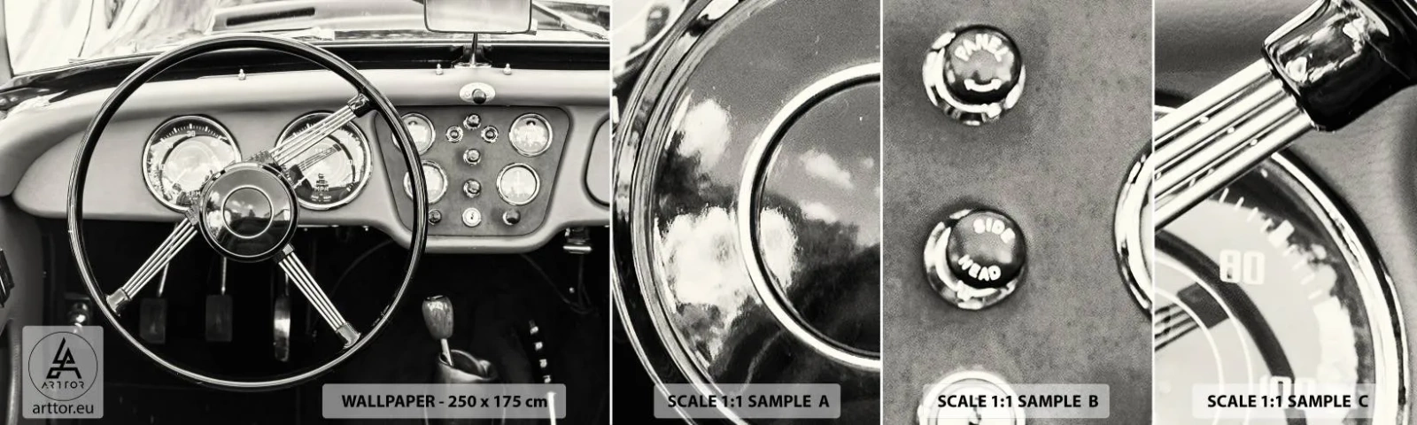 Amostra de Papel de Parede Standard Eco - Um sonho de colecionador - Carro, Vintage, Automotivo - 100x30 cm