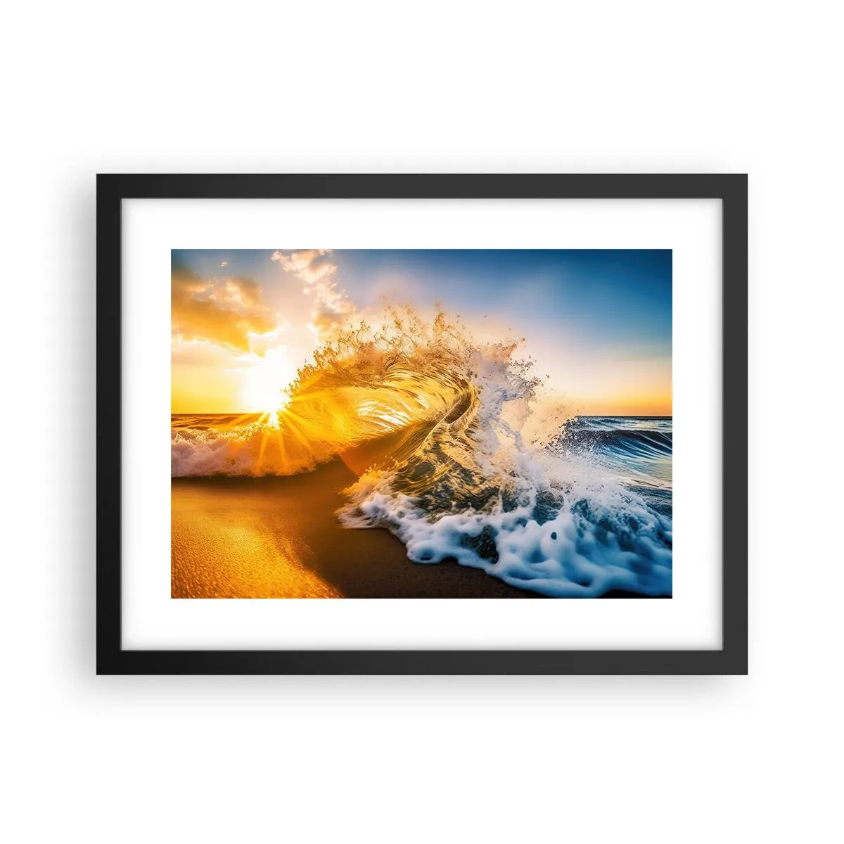 Pôster com moldura preta - Diversão na areia - 40x30 cm