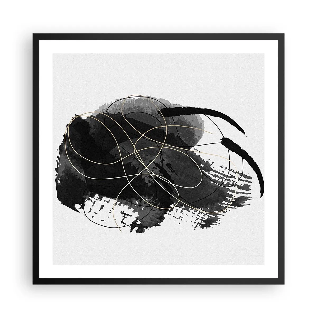 Pôster com moldura preta - Emergido do preto - 60x60 cm