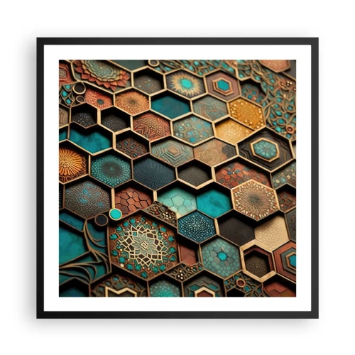 Pôster com moldura preta - Ornamentos árabes – variação - 60x60 cm
