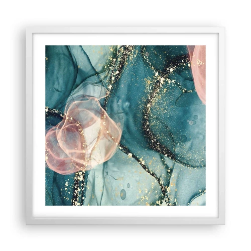 Pôster em moldura branca - Azul seda, rosa tule - 50x50 cm