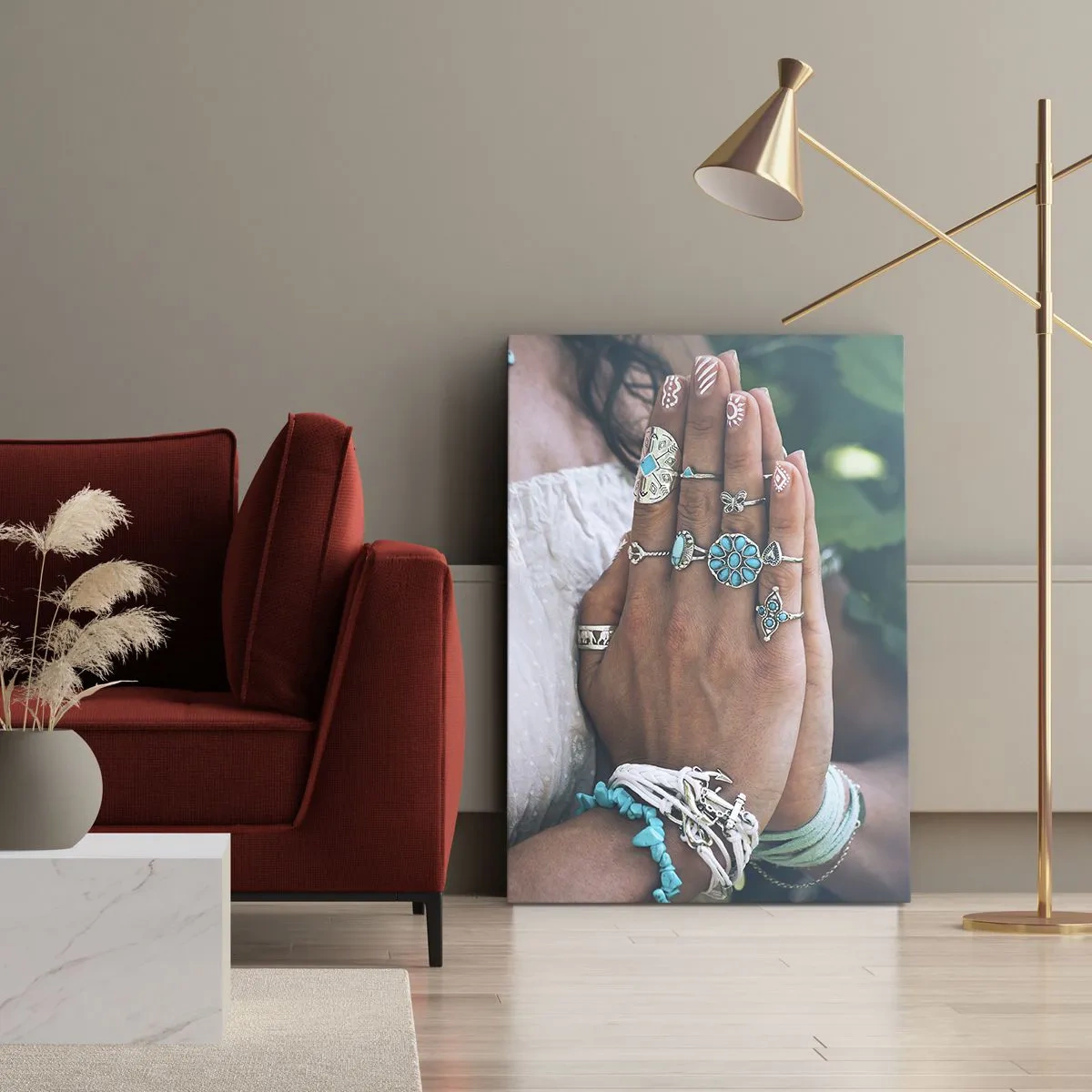 Quadro em tela - Bem-vindo ao centro do ser - 45x80 cm