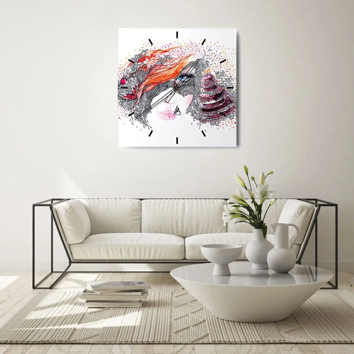 Relógio de parede - Relógio em vidro - Com ela, todos os dias são dias de festa - 40x40 cm