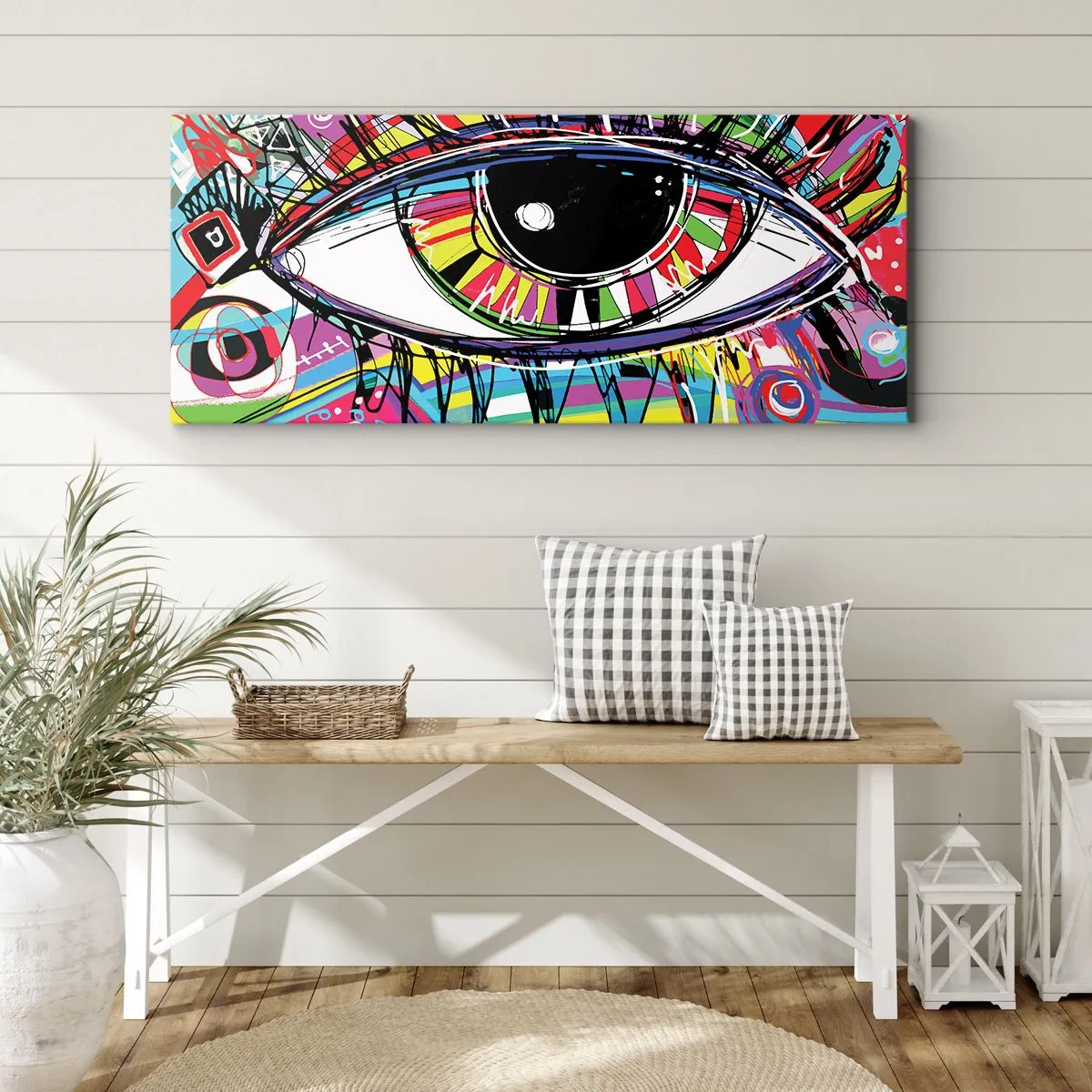 Quadro em tela - Olho colorido - alma colorida - 160x50 cm