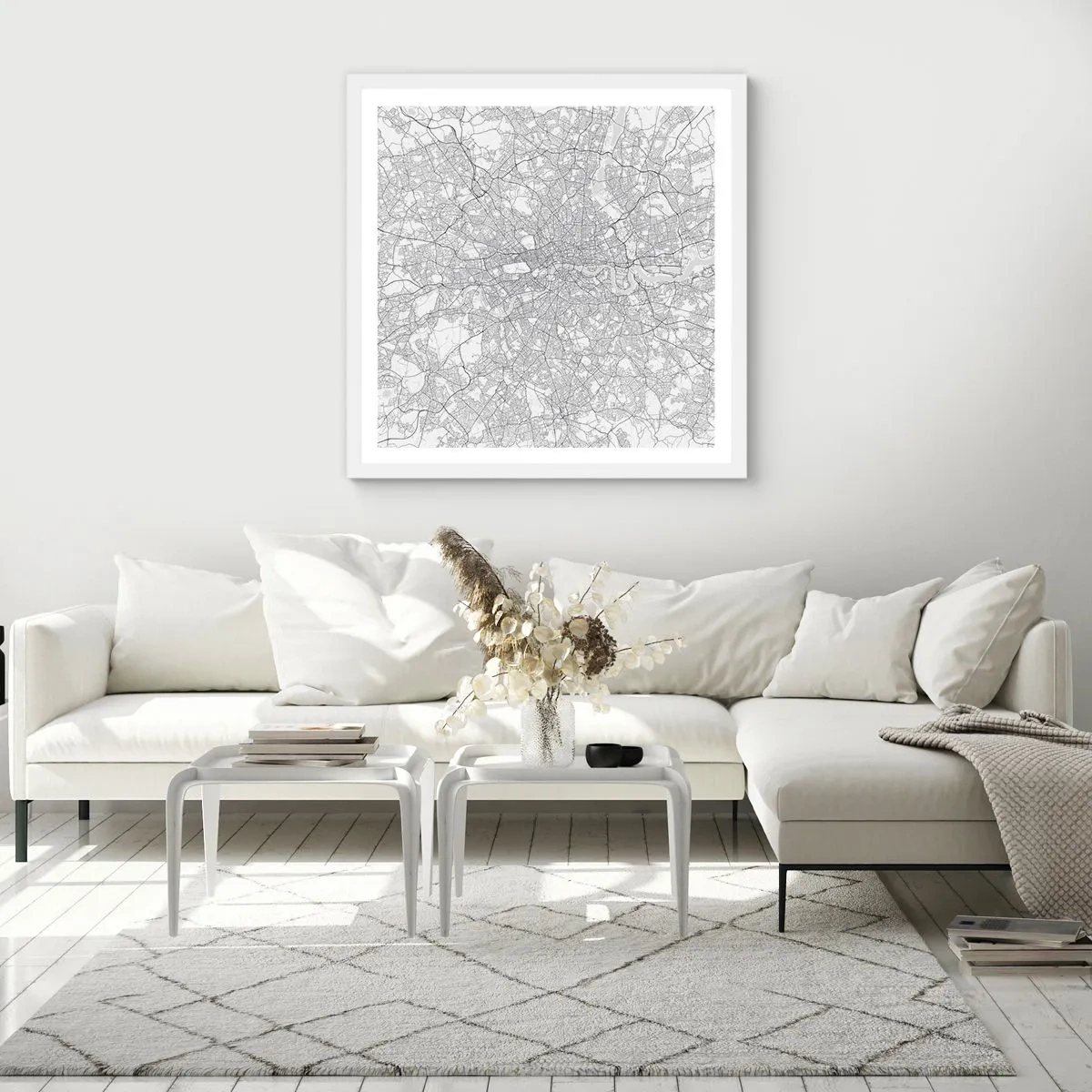 Pôster em moldura branca - Mapa do labirinto de Londres - 50x50 cm