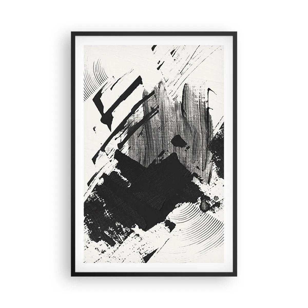 Pôster com moldura preta - Abstração – expressão do preto - 61x91 cm