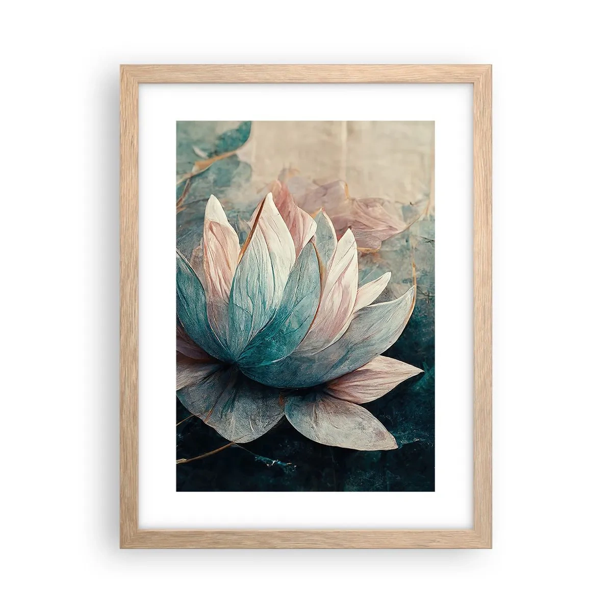 Pôster com moldura de carvalho claro - Estrelas do lago - 30x40 cm