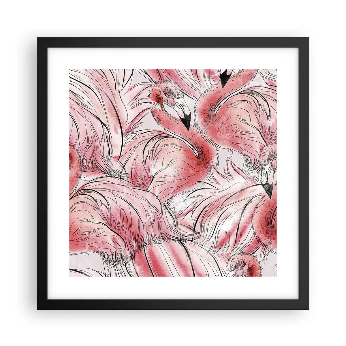 Pôster com moldura preta - Bird corps de ballet - 40x40 cm