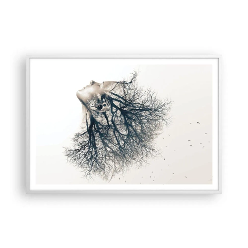 Pôster em moldura branca - Ouvir o sussurro da árvore - 100x70 cm