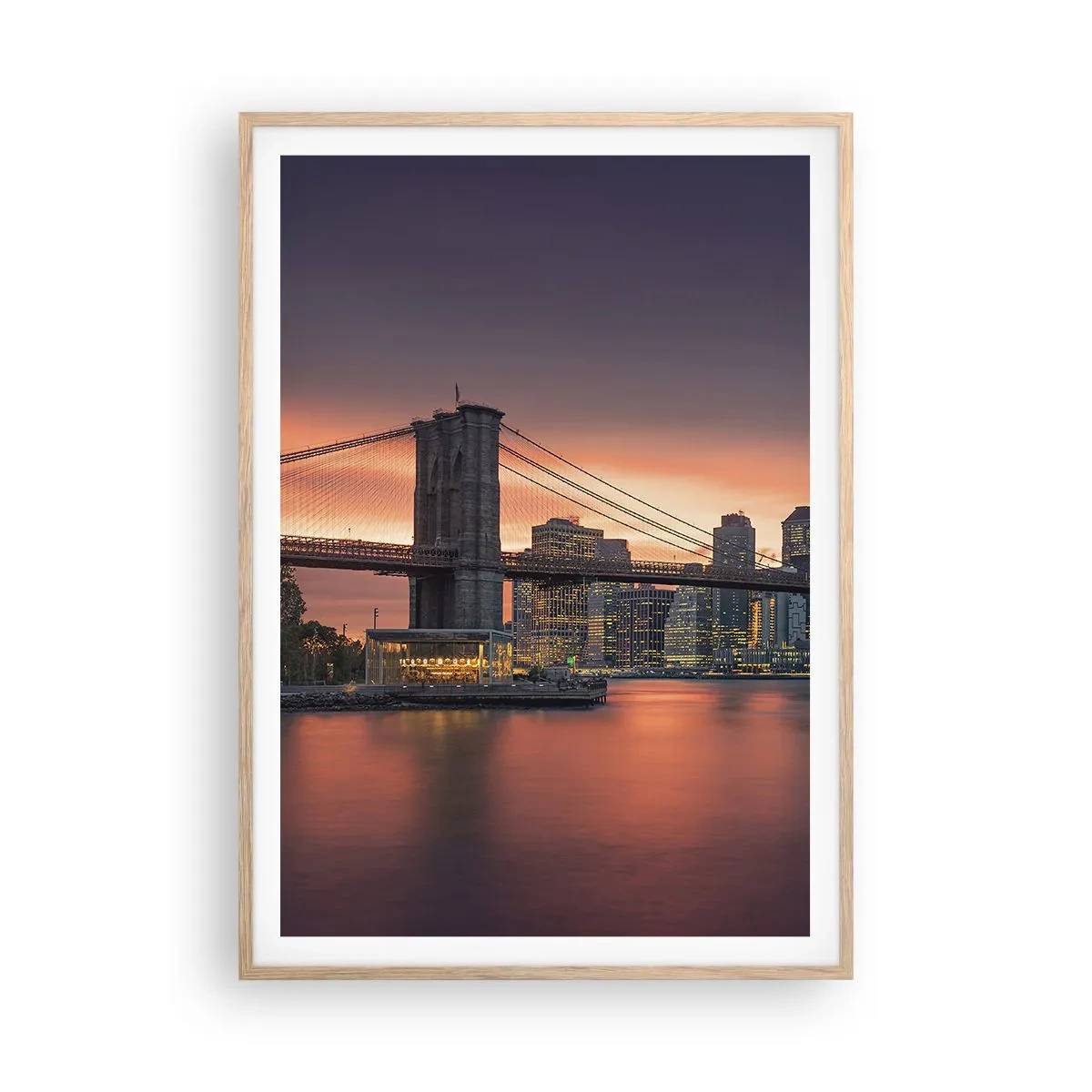 Pôster com moldura de carvalho claro - Imersa no silêncio lilás - 70x100 cm