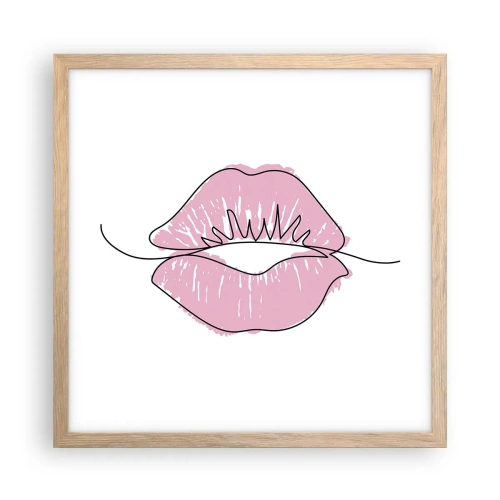 Pôster com moldura de carvalho claro - Pronto para beijar? - 40x40 cm