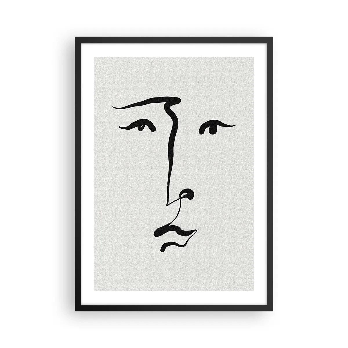 Pôster com moldura preta - Ilustração minimalista de rosto em uma pincelada - 50x70cm - Retrato com uma linha - Decoração de parede moderna para a sala de estar e quarto ARTTOR