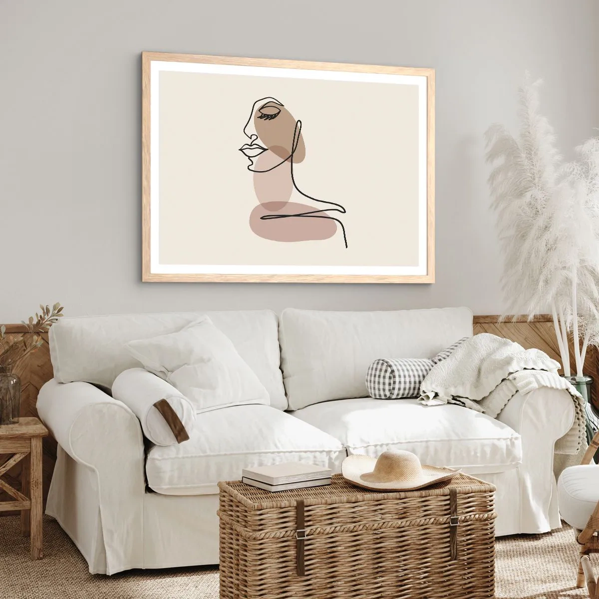 Pôster com moldura de carvalho claro - Uma certa linha de beleza - 100x70 cm