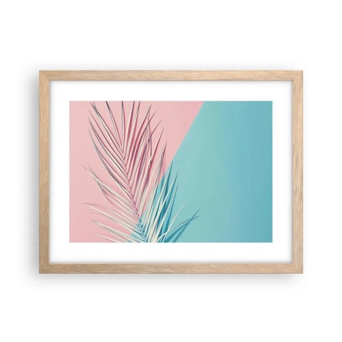 Pôster com moldura de carvalho claro - Impressão tropical - 40x30 cm
