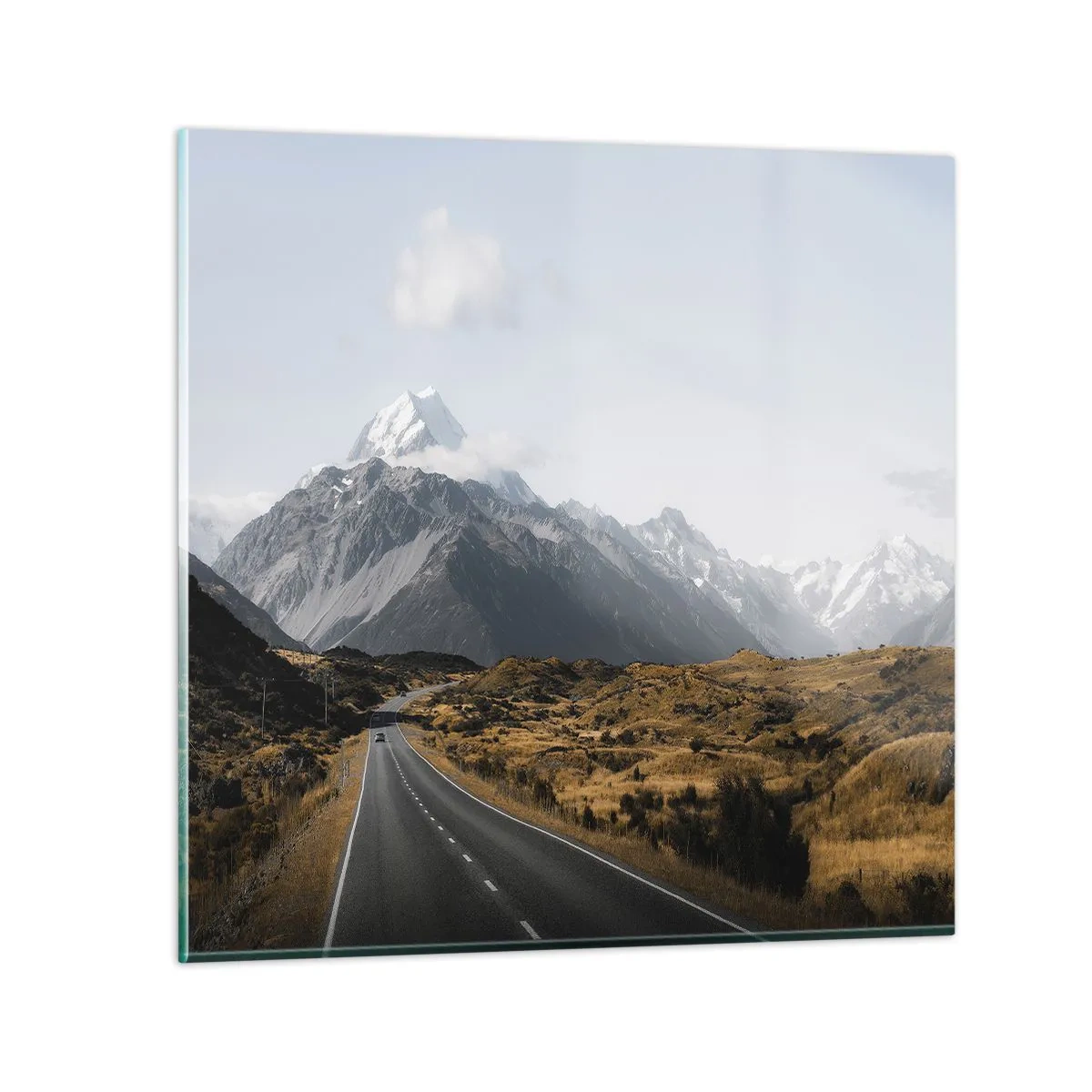 Quadro em vidro - O caminho para o coração das montanhas - 50x50 cm